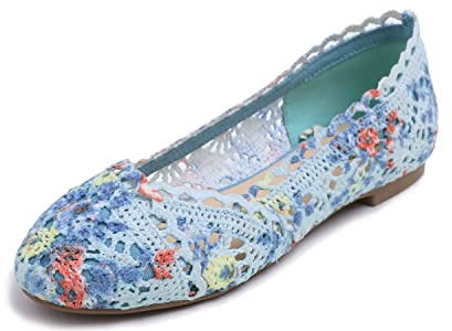 Feversole Women's Fashion Round Toe Ballet Crochet Flat,Ballerine à Bout Rond à Mode nœud Papillon Femme
