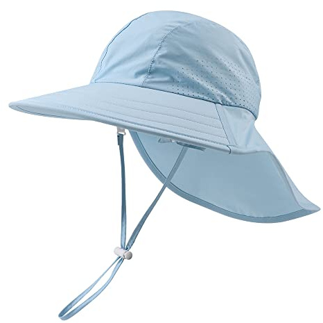 XIAOHAWANG Cappello da Sole per Bambini Cappello da Spiaggia con Protezione dai Raggi UV per Bambini e Ragazzi (Blu Cielo, 50)
