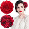 2pcs Barrette Pivoine Rouge Pince Cheveux Broche de Fleur Artificielle Flamenco Clip Cheveux Coiffure de Marié pour Femme Fille