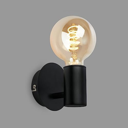 BRILONER - Wandleuchte Innen, Wandlampe Innen, Badezimmerlampe, spritzwassergeschützte Wandleuchte für das Bad, Lampe Badezimmer, Spiegellampe, Spiegelleuchte, 1x E27, 10x10 cm (DxH), Schwarz