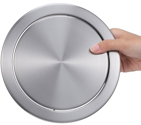Happyyami Stainless Steel Flush Trash can Lid 8.3 Inch Recessed Countertop Cover with Swing Flip for Kitchen Bathroom Waste Bin Replacement
