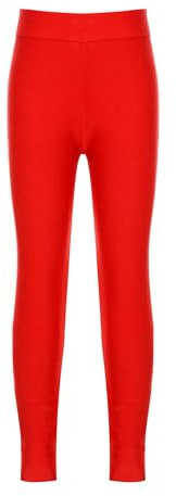 HULIJA Leggings largos para niñas, pantalón con cintura elástica, mallas deportivas, pantalones de ballet, mallas interiores, yoga, pilates, fitness, rojo, 122-128