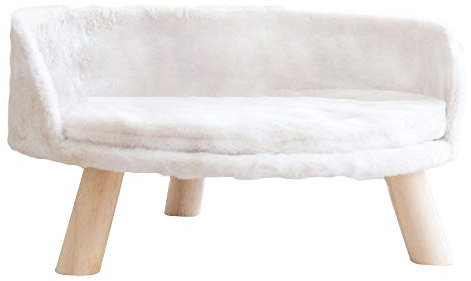 Kattsäng för Inomhuskatter, Kattsoffa, Söt Hundsoffa, Förhöjd Kattsoffa för Katter och Små Medelstora Hundar, Avtagbar Kattsäng Kattboet Husdjurssäng Hundsäng Hundkennel(Vit)