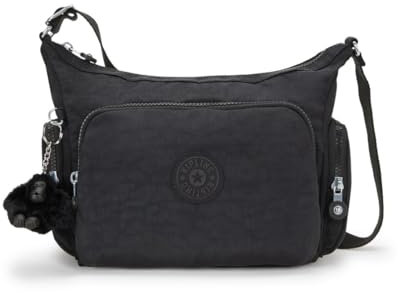 Kipling Gabb I4493-P39 Damen Umhängetasche mit verstellbaren Trägern, Größe M, Schwarz / Schwarz, Black Noir, M, Umhängetasche