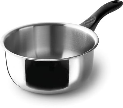 Lacor - 31214 - Casseruola dritta Garinox, acciaio inox, finitura lucida lucida, manico ergonomico in bachelite, 1 litro, adatto all'induzione, non adatto al forno, lavabile in lavastoviglie, ø14cm