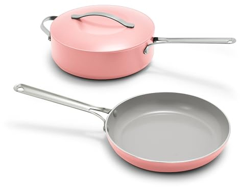 GreenPan Nova 10” Frying Pan Skillet and 4.37QT Sauté Pan with Lid, Oprah’s Favorite Things 2024, PFAS-Free Ceramic Nonstick, Induction Suitable, Sear, Fry, Broil, Dishwasher & Oven Safe, Coral