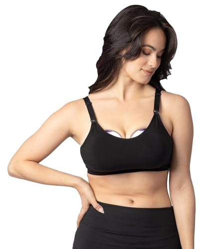 Lansinoh Kindred Bravely, Nursing Bra and Wearable Pumping Bra, Suitable for Any Wearable Hands Free Breast Pump, Comfortable and Supportive, Fits M/L, Black