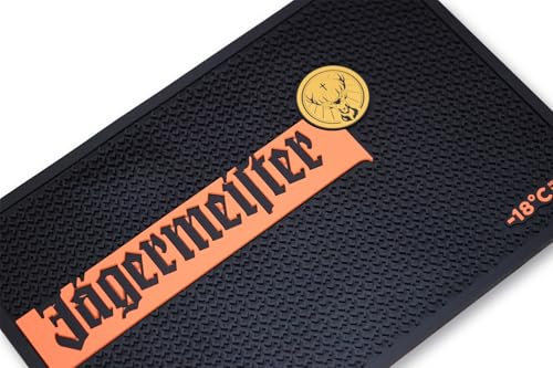 Originale XXL Bar-Matte von Jägermeister ® Theken-Matte Abtropf-Matte Gummi-Matte Gläser-Matte Tresen-Matte mit Noppen und Logo, Schwarz