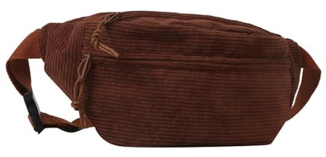 Cord Bauchtasche für Damen und Herren Gürteltasche Damen Verstellbarer Gurt Hüfttasche Stylisch Hüfttasche Klein Brusttasche Bum Bags Bauchtasche aus Cord für Outdoor Sport Reise (Braun)