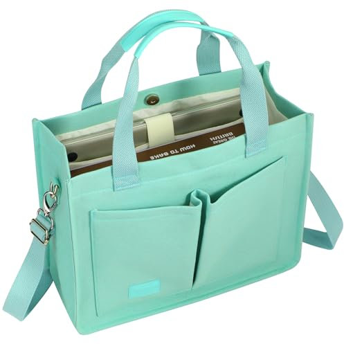 Voova Large Canvas Tote Bag for Women, Ladies Work Bags with 13-14” Laptop Compartment & Shoulder Strap, Shoulder Bag Handbag Totes for School Work Travel, Green