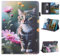 Rosbtib Case for Samsung Galaxy Tab A 10.1 Inch 2019 Model SM-T515/T510, Folio Tablet Protective Cover Stand Case with Card Holder & Pen Holder for Galaxy Tab A 10.1 2019, Flowers & cat