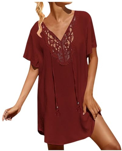 Cache Maillot de Bain Femme Robe de Plage Crochet Sarongs en Crochet Été Plage Couvrir Sexy V-Cou Bikini Cover Up Bohème Beachwear