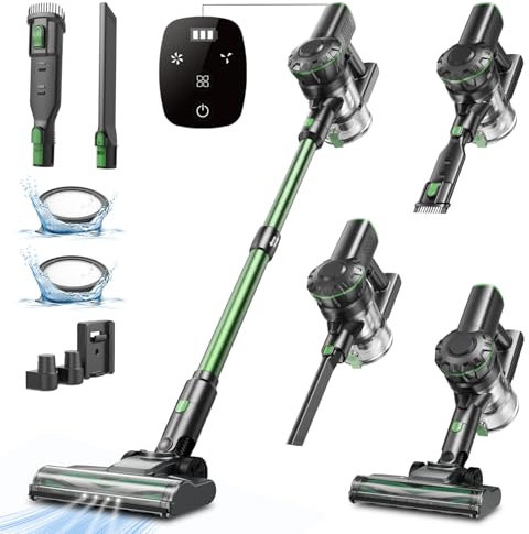 Vexilar V9PRO Aspirapolvere Senza Fili 50KPa/60 Minuti, Silenzioso Scopa Elettrica Senza Filo Potente e display a LED, Aspirapolvere Verticale Portatil per Tappeti/Pavimenti/Peli/Domestici