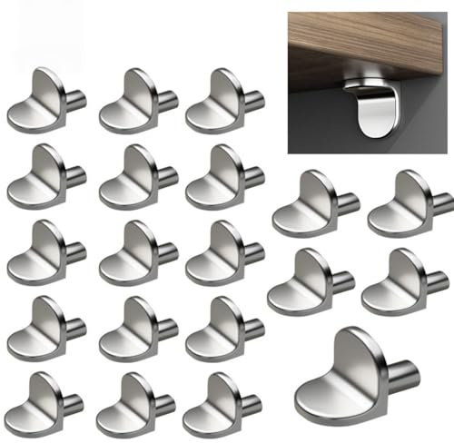 Alfven Perni per Mensole Armadio, 50 Pezzi Poggia Mensola Pioli Ø 5 mm Supporto per Perni per Scaffali Reggimensola Vetro per Vetrine Armadi Mobili Librerie (Silver)