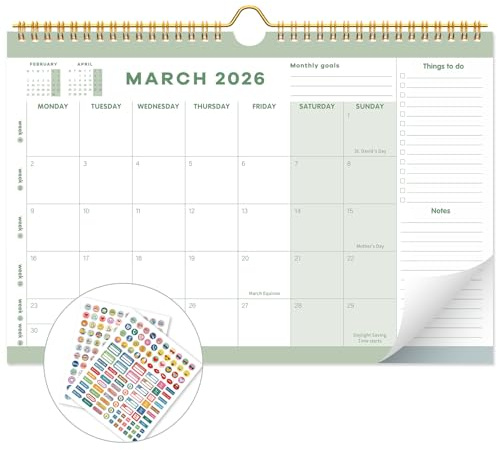 Calendario 2026, calendario familiare 2026 (gennaio - dicembre), ideale per casa, ufficio, scuola, calendario da parete mensile per vacanze, organizzazione del lavoro e pianificazione