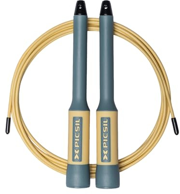 PICSIL Sphinx – Speed Rope Profesional de Alta Velocidad. Comba de Salto con Doble Rodamiento y Cable de Acero Ajustable para Atletas – Ideal para Saltos Dobles y Resistencia (Aqua)