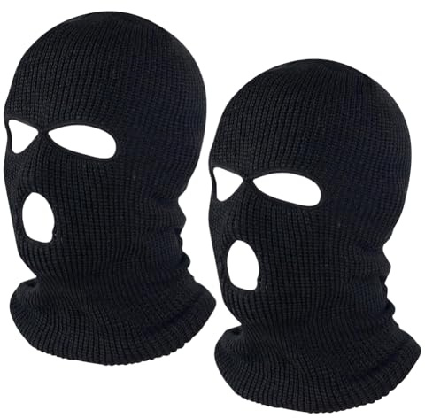 Pasamontañas Negro, Sotocasco, Pasamontañas Moto, 2 Piezas Balaclava, 3 Agujeros Máscara de Invierno a Prueba de Viento de Punto cálido Máscara de esquí para Hombres y Mujeres