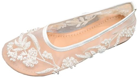 Balettskor i nät för kvinnor broderade Mary Jane Flats balettskor rund tå slip-on ballerina blommiga skor bekväm daglig klänning sko för promenader uppklädd vardag fyra säsonger kläder