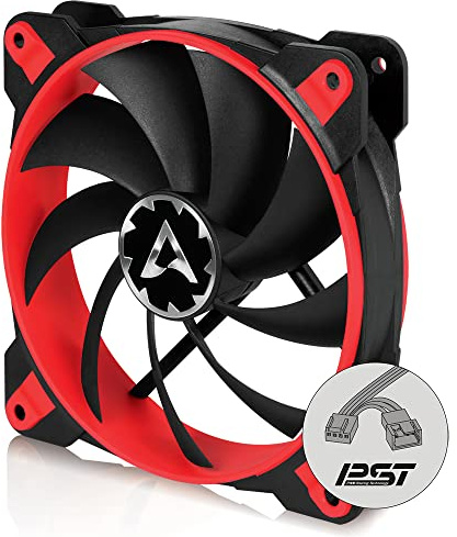 ARCTIC BioniX F120 - 120 mm Ventilador de Caja para Videojuego con PWM PST, Ventilador para CPU con Conexión PST (PWM Sharing Technology), Regula las RPM Sincrónicamente, 200-1800 RPM - Rojo