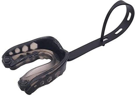 Perfeclan Sport Mundschutz Zahnschutz Lippenschutz mit Strap für Kampfsport, Boxen, MMA, Rugby, Football, Schwarz