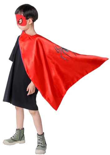 GREAHWD Superhelden Kostüm, Superhelden Umhänge und Masken, Kinder Spielzeug ab 3-9 Jungen Halloween Kostüm Maske Karneval Geschenk für Kinder (Rot)