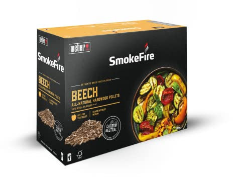Weber Holzpellets - Buchenholz (8kg), perfekt zum Räuchern von Gemüse, 100% natürliche Holzpellets, EU-Produkt, nachhaltig gewonnen, FSC zertifiziertes Holz (18292)