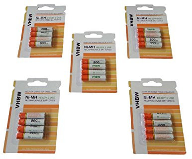 vhbw 20x AAA Micro Akku kompatibel mit Siemens Gigaset C300, C300a, C430, C430A schnurlos Festnetz Telefon (800mAh, 1,2V, NiMH)