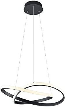 lightling LED Pendelleuchte Wibke, Ringe mit Acrylabdeckung, Korpus aus schwarz matt Metall, fest verbaute LED Technik (27W), dimmbar (Switch Dimmer), Höhe zur Decke: max. 150 cm, Durchmesser: 60 cm