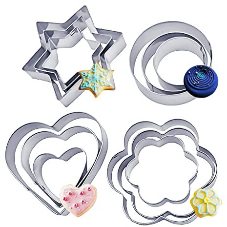 Kakformsset, Taozoey 12 stycken kakskärare jul rostfritt stål, kakor kakmått mini, geometriska kakor kakmått set, kakskärare för att sticka ut kakor, fondant