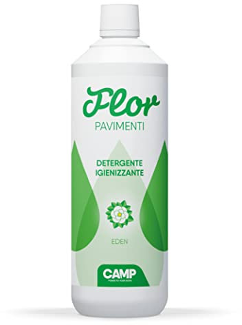 CAMP Flor Eden - Detersivo Pavimenti Profumato Igienizzante, Detergente Pavimenti Delicato Per Tutte le Superfici - Adatto Anche a Robot Lavapavimenti, Fragranza Floreale, Prodotti Pulizia Casa, 1l