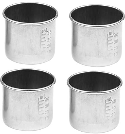 Healeved 4 Stück Tragbare Edelstahl Messbecher 40ml Multifunktionale Messbecher Für Medikamente Haushalt Labor Mit Bpa Frei Langlebig Für Flüssigkeiten Und Feste Bestandteile