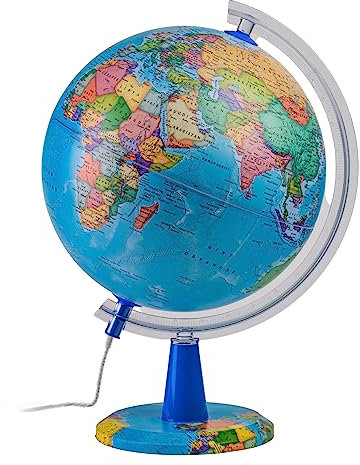 TOPGLOBE 30cm Leuchtglobus - Englische Karte - Schülerglobus Moderne Politische Weltkugel – pädagogische/geografische