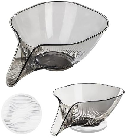 SLEEKEE 1 filtro de fregadero de cocina, cesta de drenaje multifuncional, cesta de drenaje gris de gran capacidad, bandeja de frutas de separación seca y húmeda, con 1 alfombrilla antideslizante con