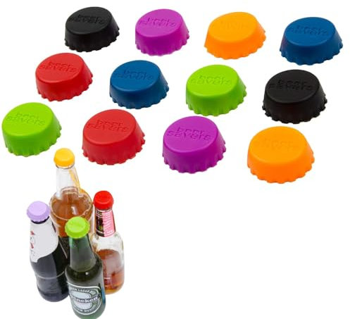 JJiaoLinin Bouchon de Bouteille Silicone, 12 Pièces Bouchon de Bière en 6 Couleurs Bouchons en Silicone pour les Bouteilles de Bière en verre Bouchon de Bouteille de Bière Réutilisable