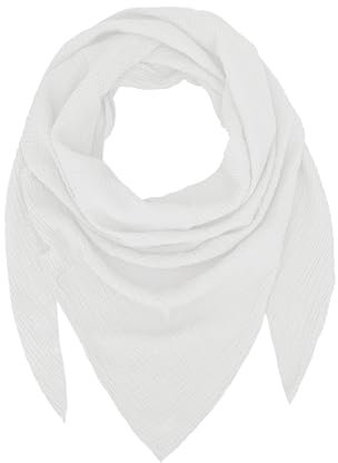 TMK Weiches und leichtes Unisex-Dreieckstuch aus 100% Baumwolle cod.9485 (Einzigartige Farbe, Weiß)