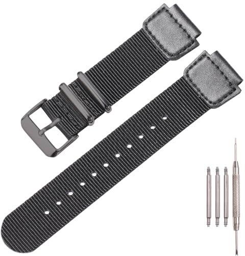 Cinturino in nylon militare compatibile con Casio AE1200WH AE-1500 W-218H SGW-300 500 Anello da uomo in acciaio inossidabile Cinturino di ricambio, 18mm