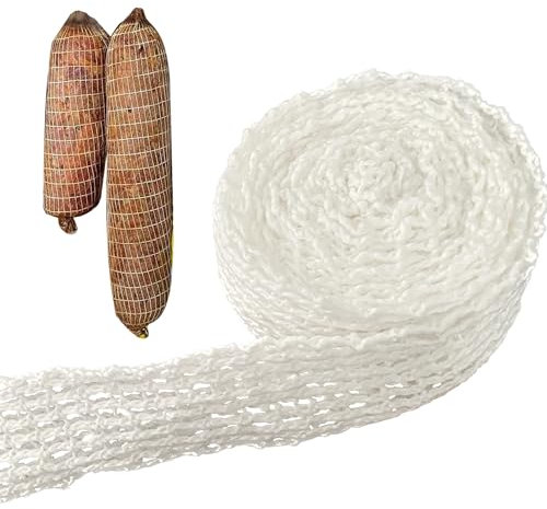 duoyif Roast Meat Net, Food Mesh for Roasting, Roast Net, 18 Gauge Elastic Cotton Net, Ham Net, Fry Dry Cooking Meat Net (10 Meters)