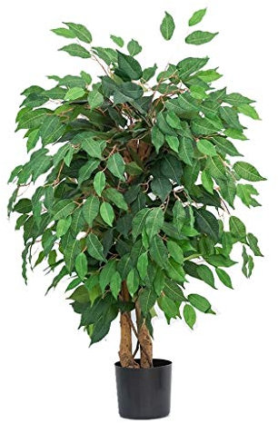 KJHTRED Artificial Plants in Pot Weeping Fig Artificial Simulation Plant Large Fake Tree Living Room Indoor Showcase Decoration Green Plant Artificial Potted Plants for