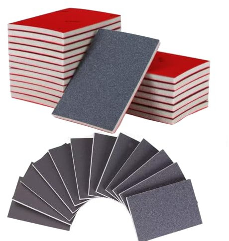 Tiusixsy 24 Stück Schleifschwamm, 180-3000 Körnung Handschleifblöcke, Nass-Trocken-Schleifpapier, Fein Sanding Sponges, Schleifpads für Holz Metall Farbe Möbel Polieren Modellbau