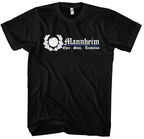 Mannheim Ehre und Stolz Herren T-Shirt | Fanartikel Trikot Sport Shirt Fussball Ultra Skyline | M2 Schwarz (L)