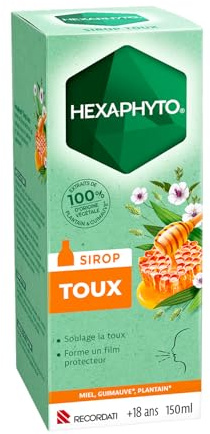 Hexaphyto | Sirop toux | Soulage la toux sèche & grasse | Protège & apaise la muqueuse de la gorge | Protection des voies respiratoires | Extraits de 100% d'origine végétale | Dès 18 ans | 150 ml