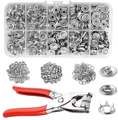 100 Pezzi Pistola Botones de Presion Corchetes de Presion Metalicos para Bolsos Vaqueros Ropa Tela Artesanía de Cuero