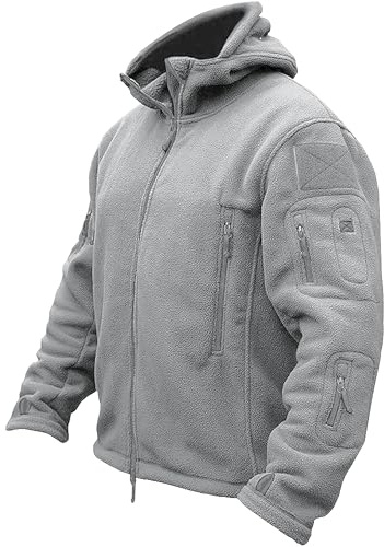 TACVASEN Chaquetas de Hombre Chaqueta Polar de Invierno Sudaderas con Capucha Cálidas Chaquetas de Trabajo Polar Gris Claro