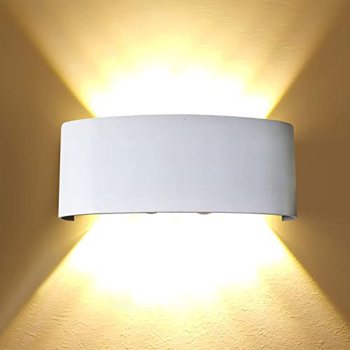 MAKA Applique da Esterno Interno Led da Parete 24W Lampade da Muro Plafoniera Moderna Luci Up Down 2400 Lumen Ip65 Impermeabile Fascio Luce Durata Illuminazione 40 mila ore (Bianco, 3000K)
