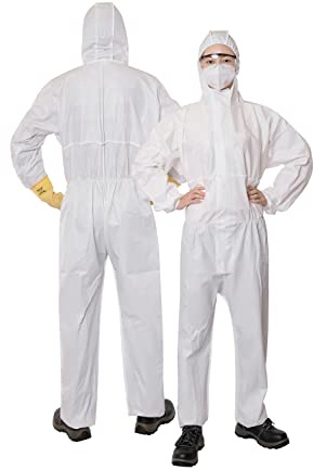 ZMDREAM Pack of 6 XL/XXL Disposable Protective Coverall Hazmat Suit Heavy Duty Painters Coveralls White