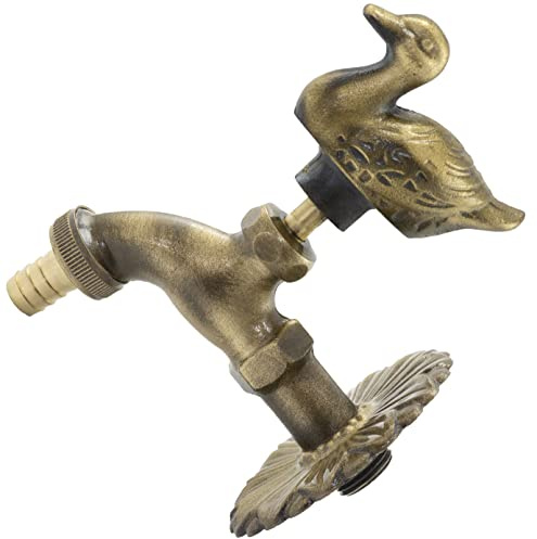 AERZETIX - Rubinetto a Parete per Lavandino 1/2'' Modello Anatra con Maniglia Decorativa Retrò Antico - Fontana Bagno Vintage Giardino - in Ottone Invecchiato