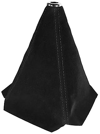BESULEN Car Shift Boot Cover, Suede Leather Shift Knob Boot Dust Cover, Manual/Auto Shifter Boot Sleeve Replacement, Handbrake Gaiter Boot Dust Cover Car Interior Accessories, Black/Black