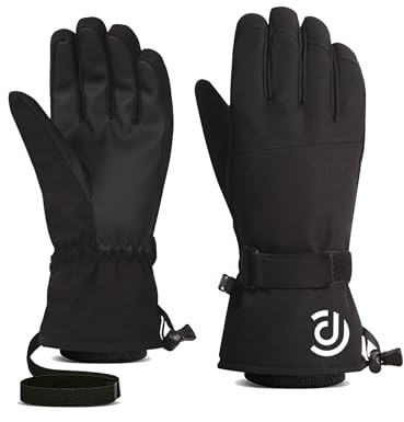 Snöning skidglasögon för män kvinnor termisk snowboardhandskar varm vattentät halkskydd pekskärm vinter sport handskar svart S-XL