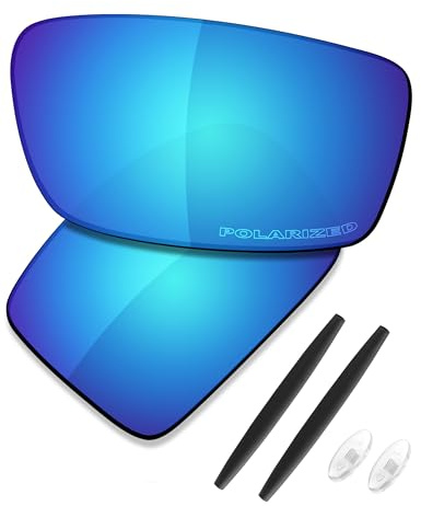 Saucer Lentes de repuesto prémium para gafas de sol Oakley Square Whisker, Alta defensa: azul glaciar polarizado, Taille unique