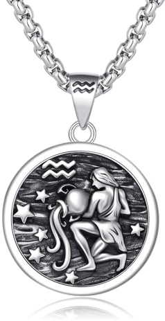 REDSUN stjärntecken vattumannen 925 sterlingsilver 12 konstellationer stjärntecken stjärna hänge halsband vattumannen stjärntecken kedja födelsedagspresent för kvinnor och män, Sterlingsilver